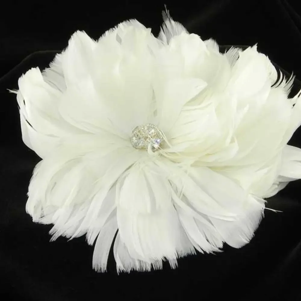 GUY CARSONE Hair Comb Headpiece Feathers Swarovski Crystals FG09
